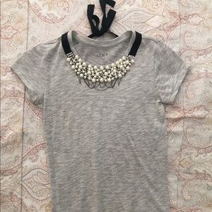 LOFT pearl detail tie-back tee
